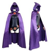 Teen Titans Raven Cosplay Costume Superhero Cloak Jumpsuits Zentai Halloween