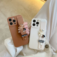 เคสสำหรับ Huawei P60 P50 P40 Lite Nova 11 10 Pro 8 9 6 SE 7i 8i Y61 Y70 Y90 5T Y6P Y7P Y9S Y9A Y9 Prime Honor X8 X9A X7A น่ารักการ์ตูนหมีที่วางสายรัดข้อมือเคสแบบนิ่มตั้งได้