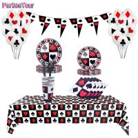 ❅❅❉ Poker Game Themed Birthday Party Supplies Casino Night Disposable tableware Plates Napkins Las Vegas Theme Casino Party Decor