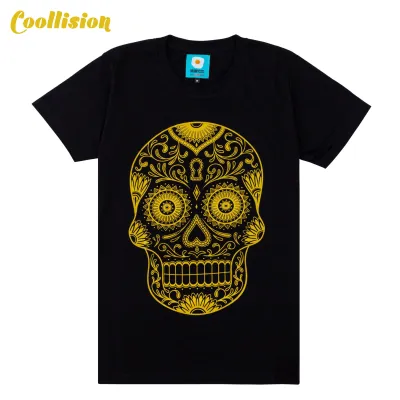 #Coollision เสื้อยืดสกรีนลาย กะโหลกสีทอง ผ้าCotton100% (B011)