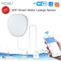 New WiFi Smart Flood Sensor Water Leakage Detector Flood Notification Alert Overflow Security Alarm System Tuya Smart Life App Adhesives Tape