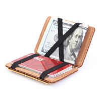 CUIKCA Unisex Magic Wallet Magic Money Clip Slim Mini Wallet Purse Retro Leather Wallet ID Credit Card Cases 6 Colors