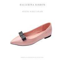 ōรองเท้าหนังแกะเคลือบแก้ว Ribbon Flats Collection808-1Size35-42