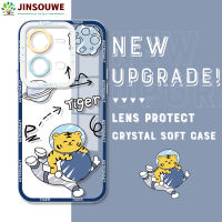 Jinsouwe เคส V25E เคสสำหรับ Vivo โทรศัพท์,เคสโทรศัพท์การ์ตูนนักบินอวกาศคริสตัลเคสด้านหลังยางแบบนิ่ม