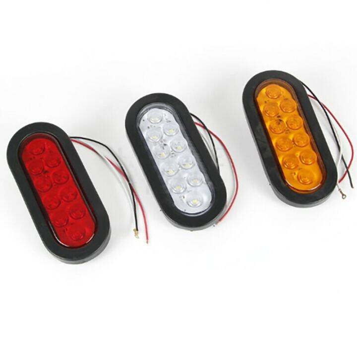 2Pcs 6" LED Rear Tail Light Oval Trailer Tail Light Kit Car Truck Turn