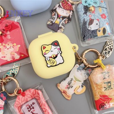 Suitable for Case for Samsung Galaxy Buds Live / Buds Pro / Buds2 Buds Plus Cute Cat Luckly Peace Sign Earphone Cover for Soft Silicone Case with ring Anti-shock Case Headphone Wireless Headset Earbuds Waterproof Case Shockproof Protective Skin Protective