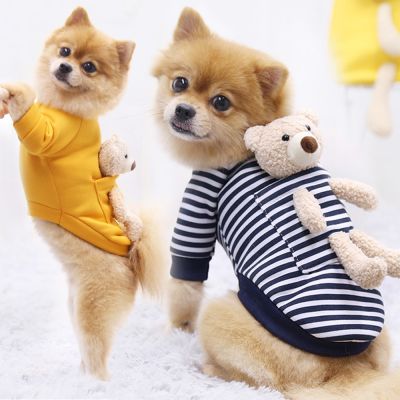BHQ PET CODเสื้อหมา เสื้อผ้าแมว เสื้อผ้าสุนัข เสื้อผ้าสัตว์เลี้ยงตุ๊กตาหมีการ์ตูนน่ารักเสื้อสวมหัวแมวและสุนัข