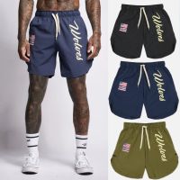 Muscle quick-drying gym shorts male brother breathable printing in Europe and the United States sports training 5 minutes of pants running the squat trousers