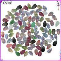 CHANG 100pcs วัสดุทำจากแก้ว ลูกปัดแก้วคริสตัลรูปใบไม้ สีผสมกัน ขนาด18x11มม. ลูกปัดรูปใบไม้ สวยงามและทนทาน รูปใบไม้ ลูกปัดสเปเซอร์ คนทุกวัย