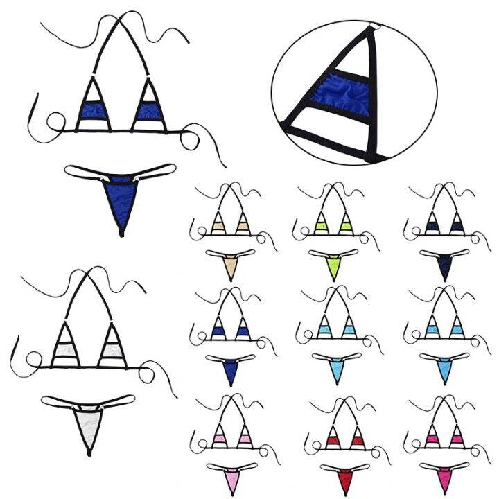 Women's 2Pcs Extreme Micro Bikini Halterneck Top with Swimwear Bathing