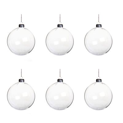 6Pcs 8cm DIY Christmas Tree Hanging Ball Transparent Acrylic Ball Clear Plastic Fillable Ball Ornament