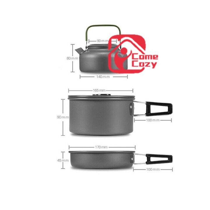 ชุดหม้อสนาม-ชุดปิกนิคแบบพกพา-ชุดหม้อ-กะทะ-และ-กาต้มน้ำ-ds-308