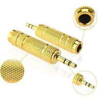 6.5mm 1/4 inch Stereo Socket to 3.5mm Stereo Male Jack METAL GOLD Adapter