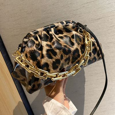Luxury leopard gold chain Shoulder bag Soft Leather Hobos Bag fashion Crossbody Bag And cloud bag