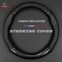 สากล ที่หุ้มพวงมาลัยหนังคาร์บอนไฟเบอร์ Carbon Fiber Leather Steering Wheel Cover Perodua Proton Honda Toyota Saga Myvi Bezza Wira