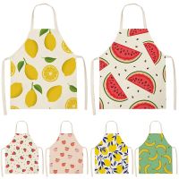 Summer Fruit Pattern Kitchen Apron For Women Cotton Linen Adult Bib Household Cleaning Pinafore Home Cooking Apron Accessories Aprons