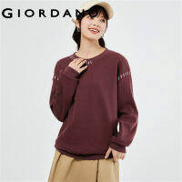 GIORDANO Women Sweatshirts Contrast Color Picot Seam Crewneck Sweatshirts Drop Shoulder Loose Fashion Casual Tops 18323010