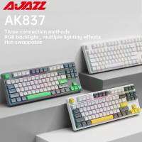 AJAZZ AK873คีย์บอร์ดแบบกลไกสลับร้อน87คีย์บลูทูธคีย์บอร์ดเกมไร้สาปุ่มกด PBT  ไฟ RGB Backlit สำหรับแล็ปท็อป PC เกมเมอร์