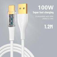 สายชาร์จเร็ว Ryra Type-C สายชาร์จแบตเตอรี่100W สาย C Samsung โปร่งใสชาร์จโทรศัพท์มือถือ Huawei สำหรับ Xiaomi Usb