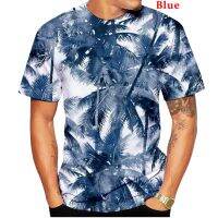 New Mens Hawaiian Fashion T-Shirt Short-Sleeved 3d Printed Palm Motif Unisex Top Tee