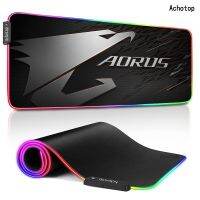 1 Aorus แผ่นรองเมาส์มีลวดลาย XL อะนิเมะแผ่นรองเม้าส์สุดเจ๋งแผ่นรองบนโต๊ะ HD พิมพ์ HD แผ่นรองเม้าส์ล็อกขอบเกมคอมพิวเตอร์ LED 7สี800X300 RGB