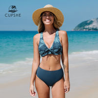 CUPSHE Underwire Push Up บิกินี่เอวสูงชุดว่ายน้ำสำหรับผู้หญิงเซ็กซี่ผูกกลับสองชิ้น B Eachwear 2023ชุดว่ายน้ำชุดว่ายน้ำ