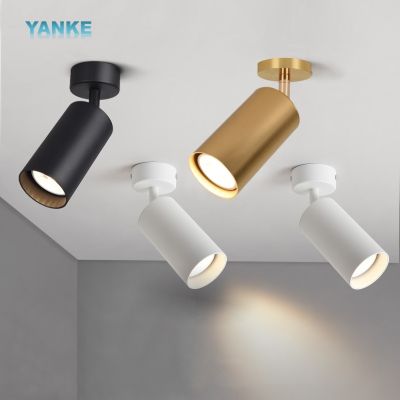 Dimmable LED spotlight clothing store background wall spotlight 7W golden track light surface mounted ceiling spotlight