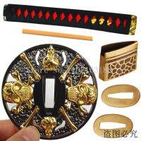 Set Golden skull Tsuba Menuki Fuchi Kashira Handle Habaki Seppa For Japanese Samurai Sword Katana/Wakizashi/Tanto Guard Fittings