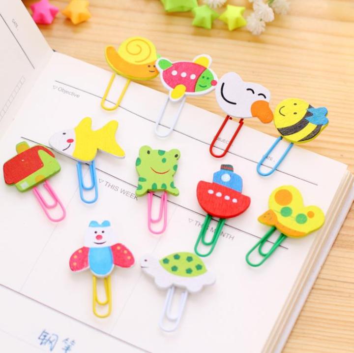 12Pieces Wooden Colored Animal Paperclips Shaped Fun Mini Paper Pin ...