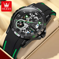 OLEVS 9918 Automatic Mechanical Sport Watches For Men Silicone Band Waterproof Men Wristwatch Luminous Perspective Window