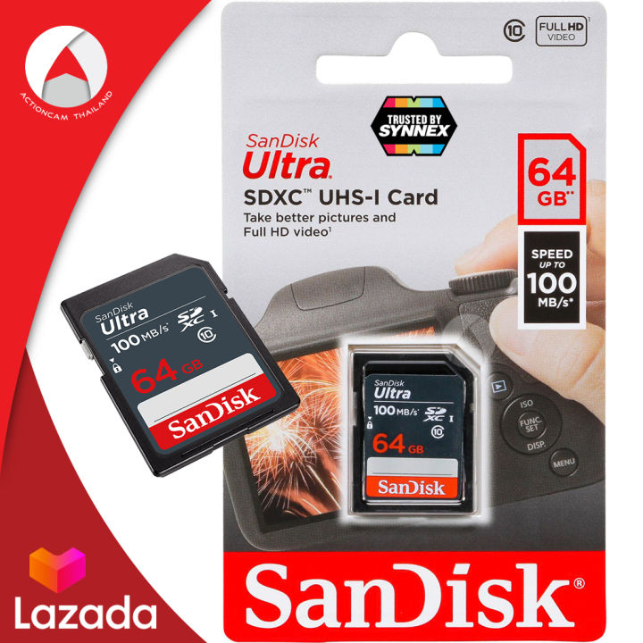 sandisk-ultra-sd-card-class10-64gb-sdxc-speed-100mb-s-sdsdunr-064g-gn3in-เมมโมรี่-การ์ด-แซนดิส-สำหรับ-กล้อง-ถ่ายภาพ-ถ่ายรูป-ถ่ายวีดีโอ-กล้องdslr-กล้องโปร-รับประกัน-7-ปี