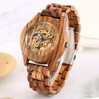 ❀❀ Cross-border direct supply Roman literal automatic mechanical wooden watch mens fashion casual one drop shipping