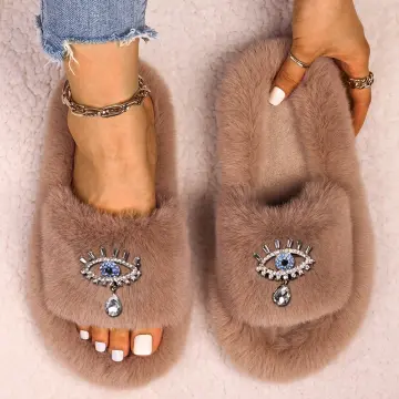 Luxury 2023 Fashion Slippers For Female Real Fur Shoes For Women