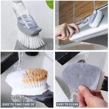 Dish Sponge With Handle Non-scratch Sponge Head Dishwashing Scrub