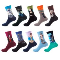 【cw】 5 Pairs Set Men Socks Winter Retro Women Art Van Gogh Oil Painting Funny Design Cartoon Lot Cotton Cool Harajuku Gift Novelty