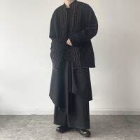 Yohji Yamamoto Diablo Wind Culottes ญี่ปุ่น2023แท้แขวนลงกางเกงนักรบชายลายทางขาตรง Ins ช่างทำผม