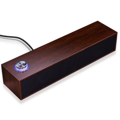 Speaker Stereo Loundspeaker Walnut Wood Colors Subwoofer Sound Bar Wired Bluetooth Audio Multimedia