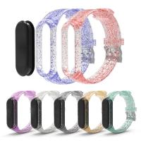 Watch Band Glitter Double Buckle Replacement Smart Bracelet Silicone Strap Wristband for Xiaomi Mi Band 5/6/NFC Smartwatches