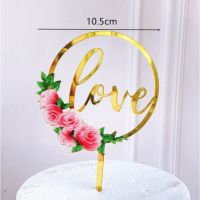 Acrylic Wedding Anniversary Cake Topper Flower Series Mr and Mrs Bride to Be Love Wedding Cake Topper Wedding Decoration