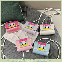 Dompet Koin การ์ตูนสำหรับเด็ก,กระเป๋าสะพายไหล่สะพายข้างหนัง Pu เป็ดเดซี่น่ารักอินเทรนด์