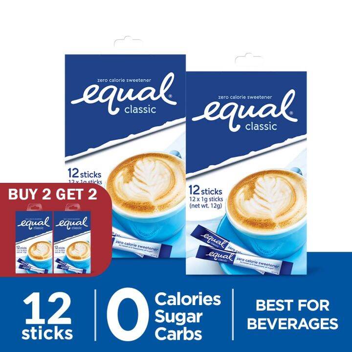 EQUAL Classic 12 sticks BUY 2 TAKE 2 Boxes, 0 Calorie Sweetener Sticks