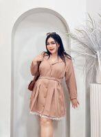 Plus size เดรสสูทสั้นเเฟชั่นผู้หญิงสาวอวบสุดLuxury เเต่งชายระบายลูกไม้  รุ่นU86 ด.เอลีส