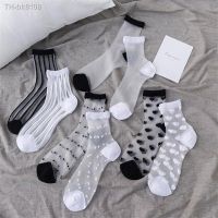 ❉❂ Sexy Lace Mesh Transparent Women Socks Summer Fashion Japanese Cute Elasticity Silk Sock For Ladies Black White Socks New