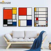 Mondrian โปสเตอร์ภาพพิมพ์ภาพเขียนบนผ้าใบสไตล์นามธรรมสีคลาสสิกภาพแขวนผนังโมเดิร์นศิลปะนั่งเล่น3F 0726