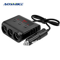 Aoshike อะแดปเตอร์ที่จุดบุหรี่รถ3ทาง12V-24V ตัวแยกซ็อกเก็ตปลั๊ก Led อะแดปเตอร์เครื่องชาร์จ Usb 4ตัว2.4a 100W สำหรับ Mp3โทรศัพท์ Dvr