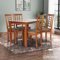 U-RO DECOR รุ่น RIVERSIDE (ริเวอร์ไซด์) สีแอนทิคโอ๊ค/น้ำตาลเข้ม  ชุดโต๊ะรับประทานอาหาร 4 ที่นั่ง (โต๊ะ 1 ตัว+เก้าอี้ 4 ตัว) โต๊ะกินข้าว Dining table with 4 chairs