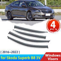 กระจกบังลม4x สำหรับ Superb B8 3V 3 III ซีดาน2016 ~ 2022อุปกรณ์เสริม Deflectors รถด้านข้างหน้าต่าง Visor Trim Rain Eyebrow Guards