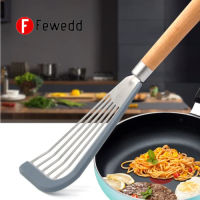 ด้ามไม้พายปลา Slotted Spatula ไม้พายสแตนเลสแบบยืดหยุ่นซิลิโคน Top Soft Edge Fish Spatulas