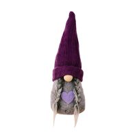 Christmas Faceless Purple Knitted Hat Old Man Doll Chrismas Decoration Hanging Ornaments Home Tree Party Decorations