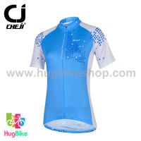 เสื้อจักรยานผู้หญิงแขนสั้น CheJi สีฟ้าขาว